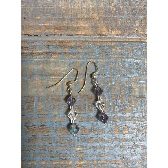 Handmade Crystal Dangle Earrings With Sterling Silver Hooks - Picture 1 of 3